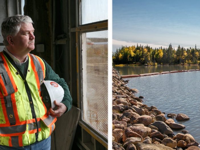 Mike Rose, BMSI CEO, looking out window of BarCan barite Plant