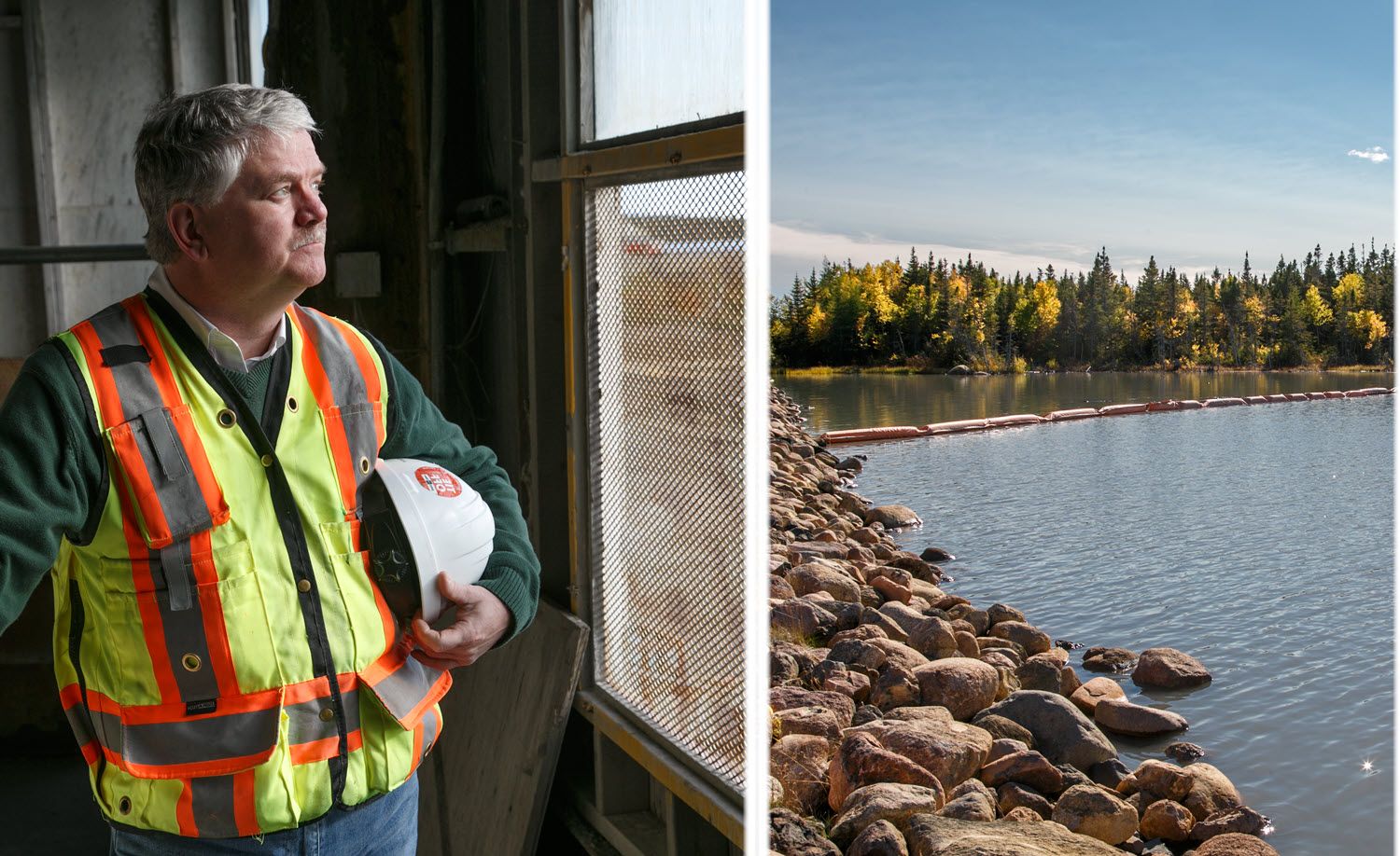 Mike Rose, BMSI CEO, looking out window of BarCan barite Plant